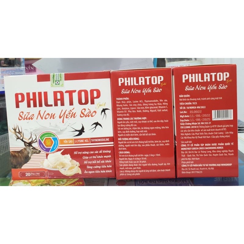 Philatop Gold Sữa Non Yến Sào - Hộp 20 ống