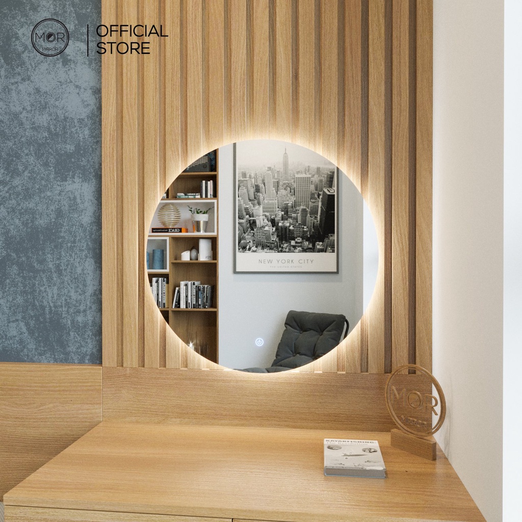 Gương Tròn Decor Treo Tường Dán Tường Cảm Ứng Led Cao Cấp MOR MIRROR Đường Kính 60cm