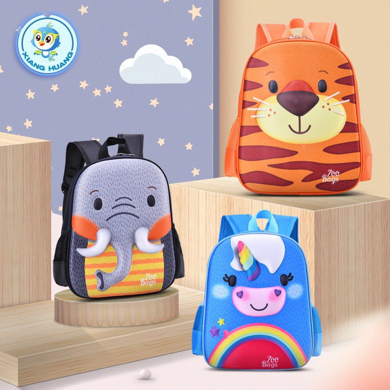 Balo cho bé mẫu giáo mầm non hình con hổ con voi in 3D đáng yêu Teen Store TS282