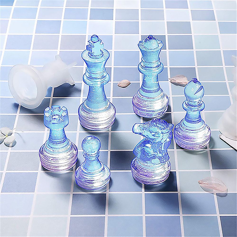 TEAK 1PC Gift International Chess Table Decoration UV Epoxy Resin Silicone Molds Jewelry Decoration for DIY Crafts Making Tools Home Handmade Checkerboard Mould