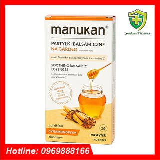 Manukan - Viên Ngậm Thảo Dược Cao Cấp Của Ba Lan - Hộp 16 viên - Viên Ngậm Giảm Ho, Đau Họng, Rát Họng