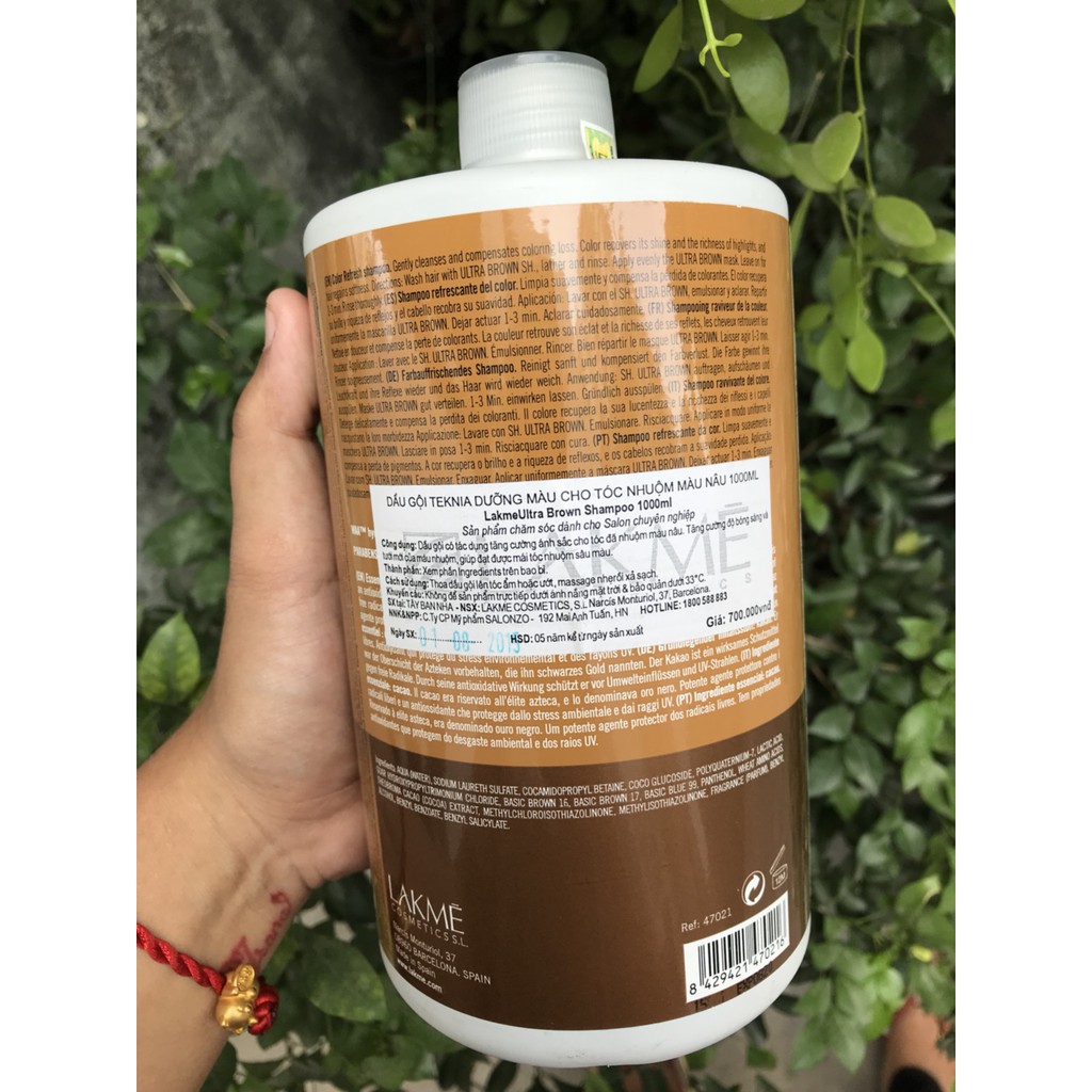 Dầu gội cho tóc nhuộm nâu Lakme Teknia Ultra Brown Shampoo Refresh 1000ml