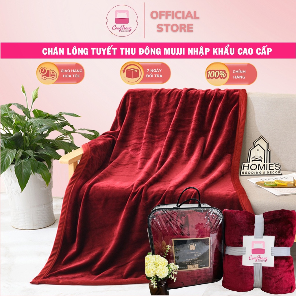 Chăn lông tuyết Blanket 2kg5 nhập khẩu kèm túi đựng  - siêu mềm mịn, siêu ấm (Kích Thước 2m x 2m3)