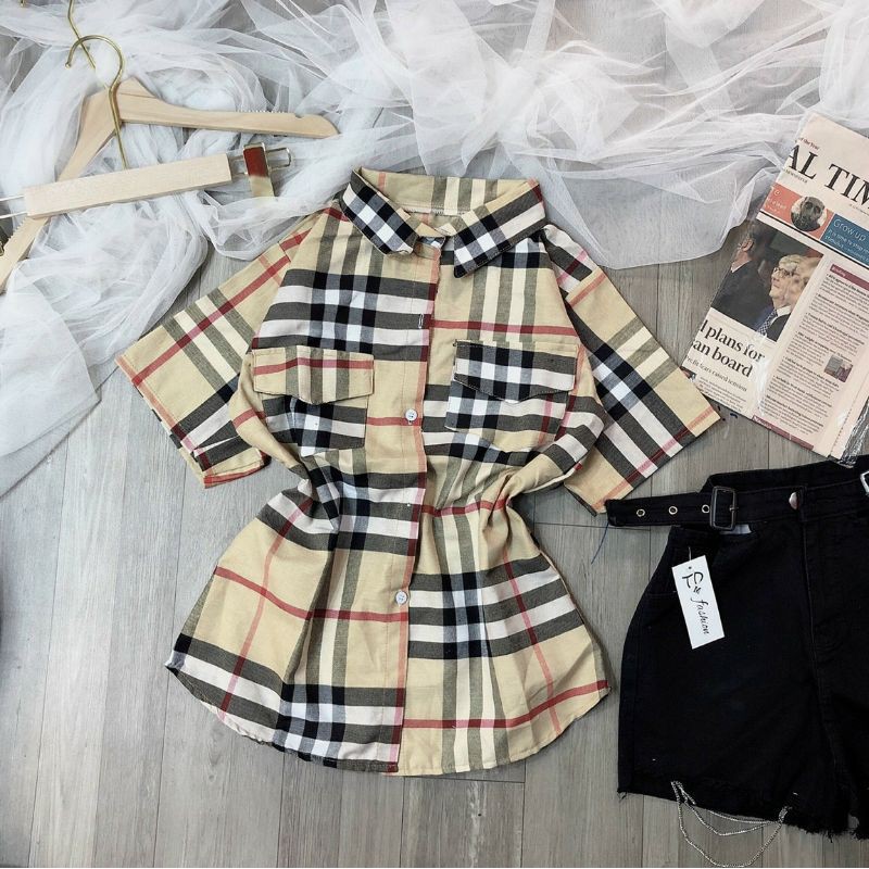 Áo sơ mi bbr tay ngắn có túi