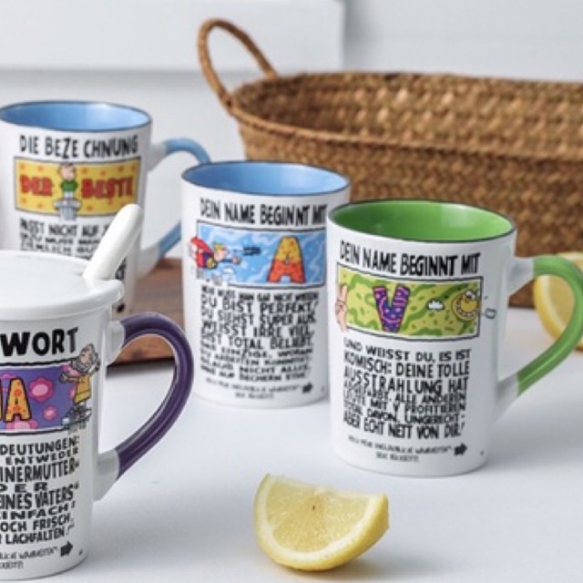 Ly gốm Sứ Họa Tiết Hoạt hình vui tươi màu Pastel