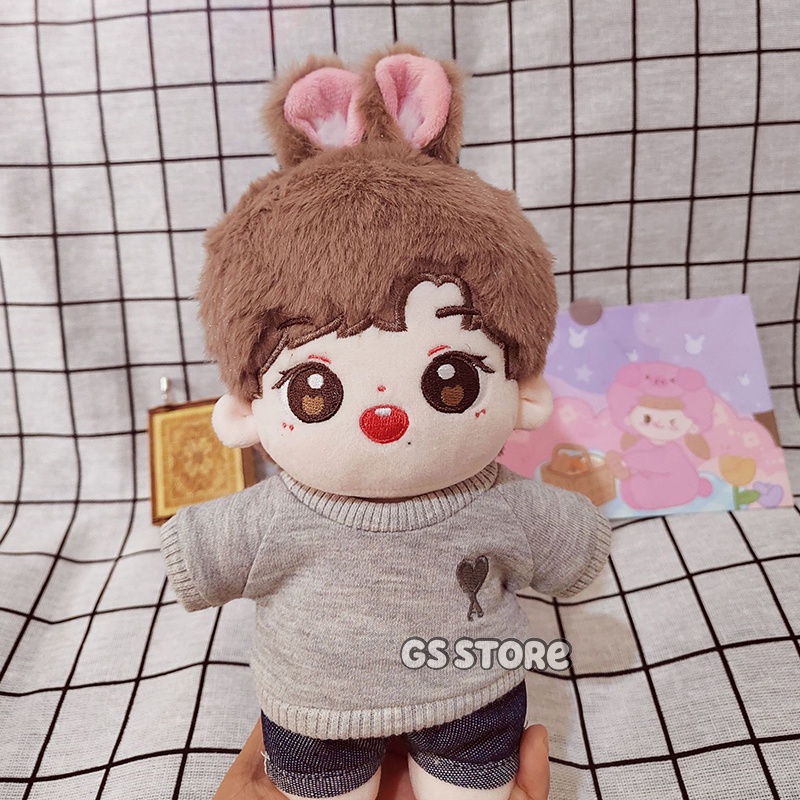 Búp Bê Xiao Zhan Dayto Sean Xiao Rabbit 20cm Có Mũ Trùm Đầu Màu Xám Làm Quà Tặng Cho Búp Bê