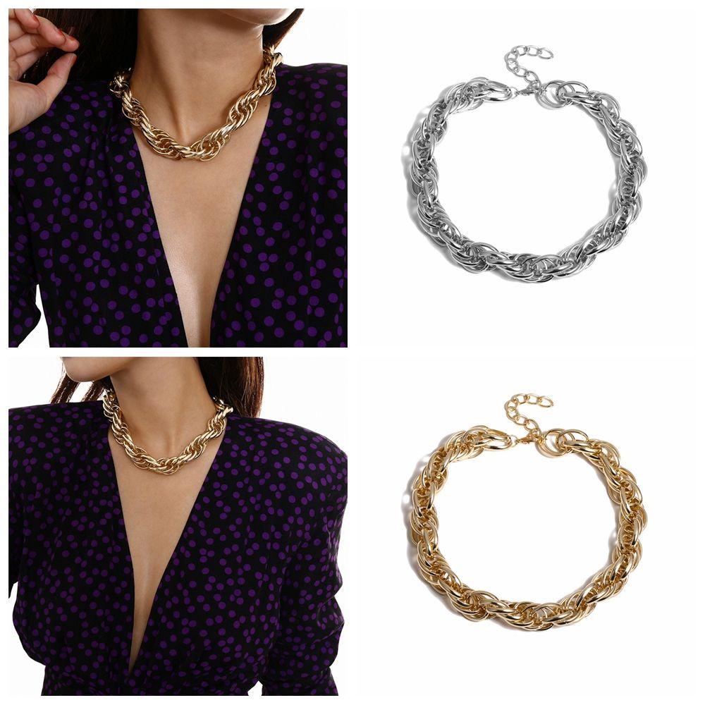 Eutus Vòng Cổ Choker Chuỗi Xích Dày Cỡ Lớn Phong Cách Punk Hip Hop Gothic Cổ Điển