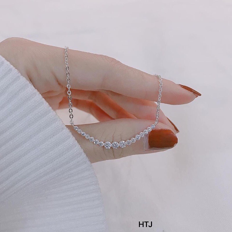 Dây chuyền nụ cười đính đá chuẩn bạc ta dành cho nữ - Kho sỉ bạc Nhất Linh