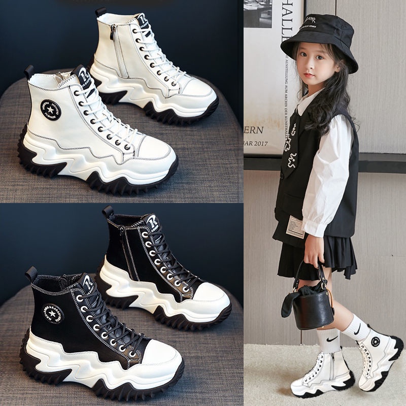 Giày thể thao cổ cao màu trắng thời trang mùa thu cho bé gái