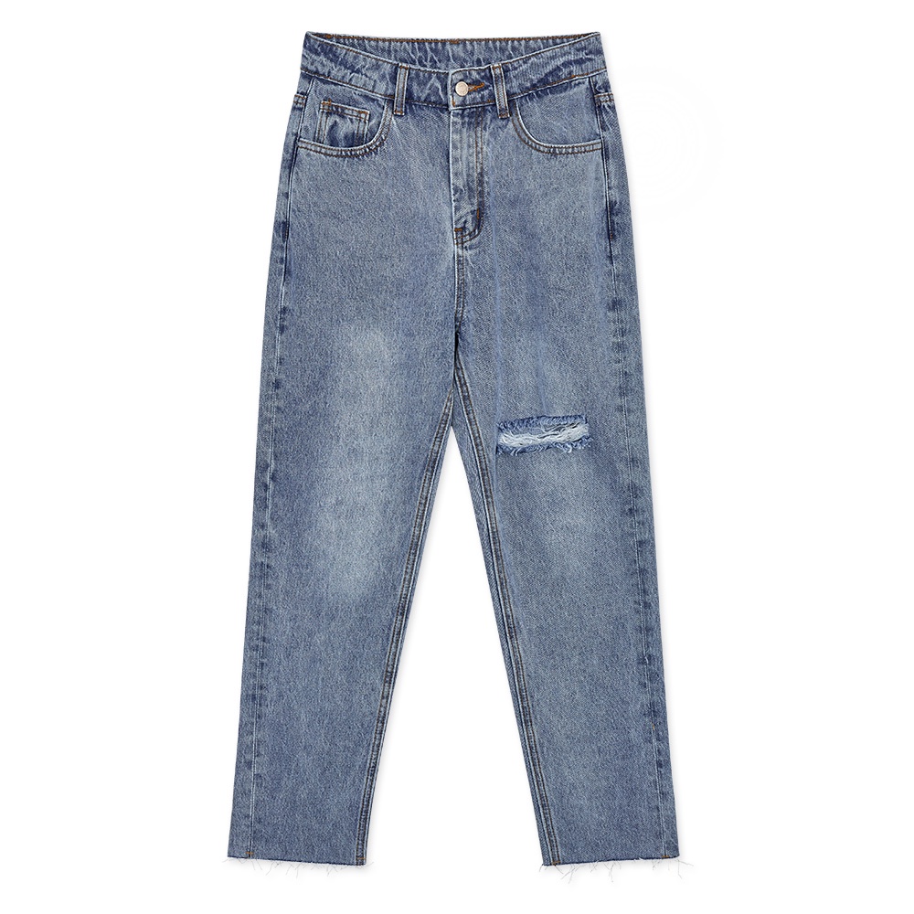 Quần jeans dài lưng cao rách nhẹ nữ Air Space Lady 2211823010