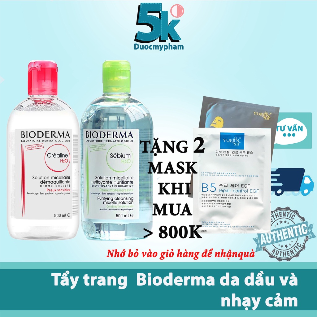 Nước Tẩy Trang Bioderma H20 Dành Cho Da Dầu Sebium, Da Nhạy Cảm Sensibio 500ml