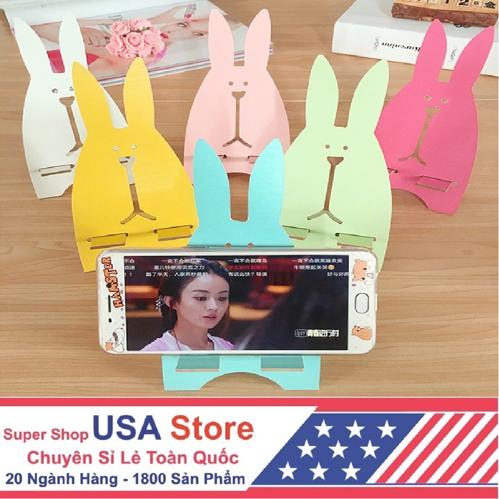 Giá Đỡ Điện Thoại Để Bàn Dáng Con Thỏ Bằng Gỗ