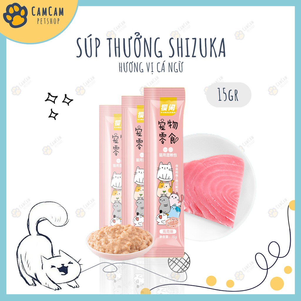 [Mã PET50 giảm 10% - tối đa 50K đơn 250K] Súp thưởng cho mèo Shizuka Thanh 15gr - Snack cho mèo dạng soup