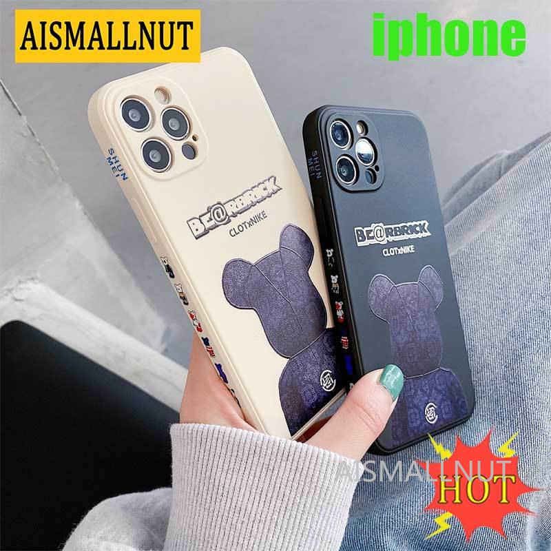 iPhone Case Casing Straight edge Liquid Silica iPhone6 6s 7 8 Plus X XS XR XSMAX 11 12 Anti-fall Lens Protection Soft Case Cover AISMALLNUT