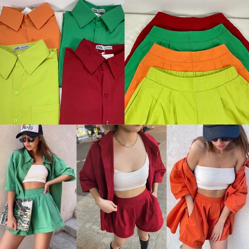 NGYÊN SET SƠMI Zar gồm áo ngắn tay kèm quần short đùi chất dày | WebRaoVat - webraovat.net.vn