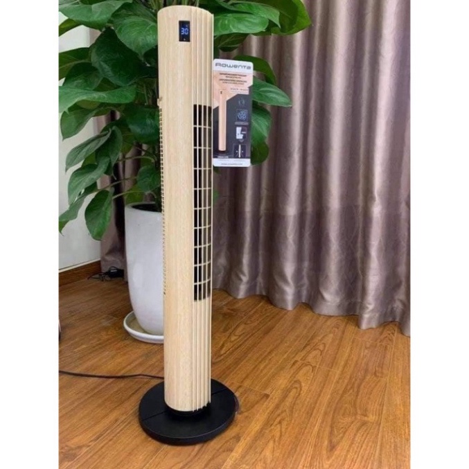 Quạt tháp Rowenta VU6770 phiên bản giới hạn màu gỗ có điều khiển, quạt tháp trụ Rowenta