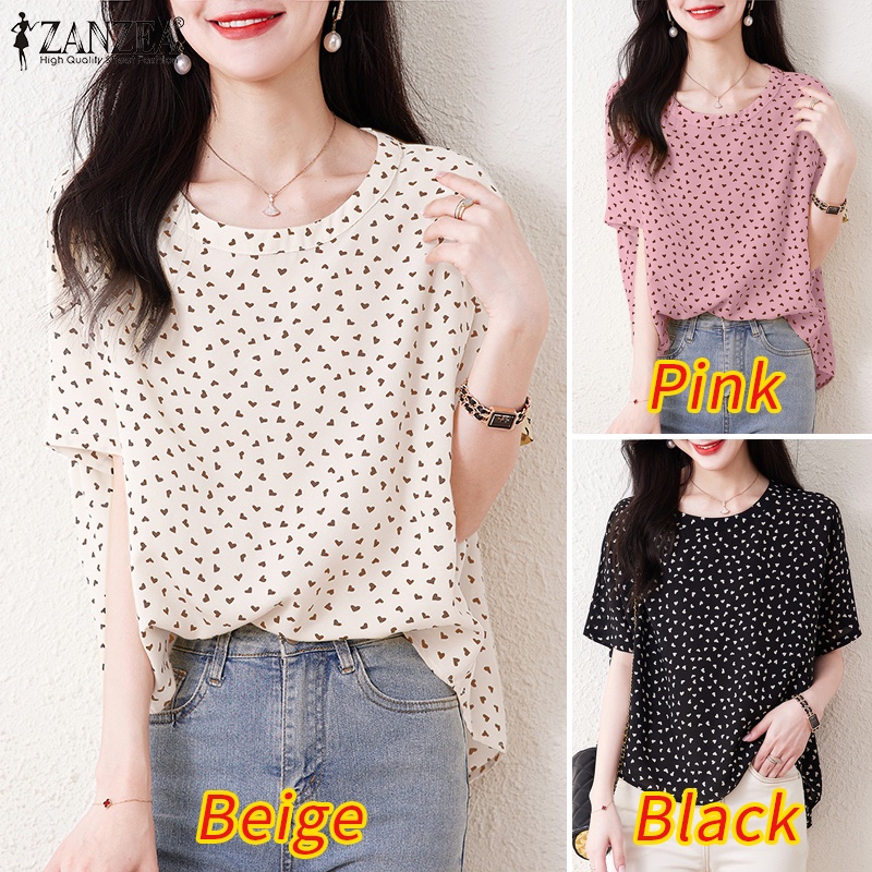 Zanzea Áo Thun Tay Ngắn Cổ Tròn In Họa Tiết Thời Trang Cho Nữ