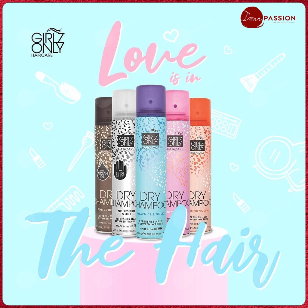 Dầu Gội Khô Girlz Only Sạch Dầu Nhờn, Hết Bết Dính, Giúp Tóc Bồng Bềnh - Girlz Only Dry Shampoo 200ml