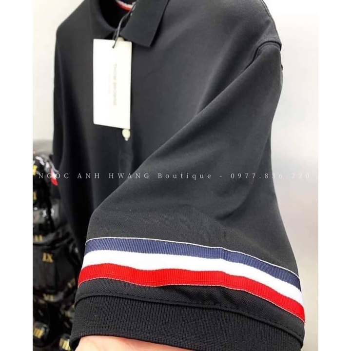 Áo polo cổ bẻ 3 sọc viền tay Thom, phù hợp đi học, đi chơi, đi làm chất cotton mịn mát