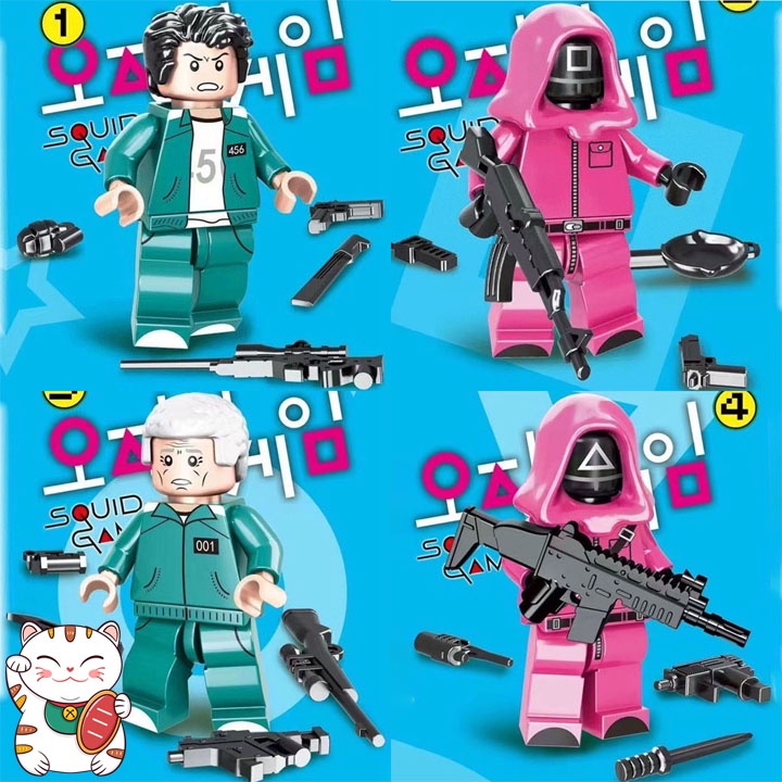 Combo 2 Nhân Vật Kèm Theo Trang Bị Trò Chơi Con Mực Squid Game Đồ Chơi Ghép Hình Lắp Ghép Thông Minh Lego LW MOC DIY