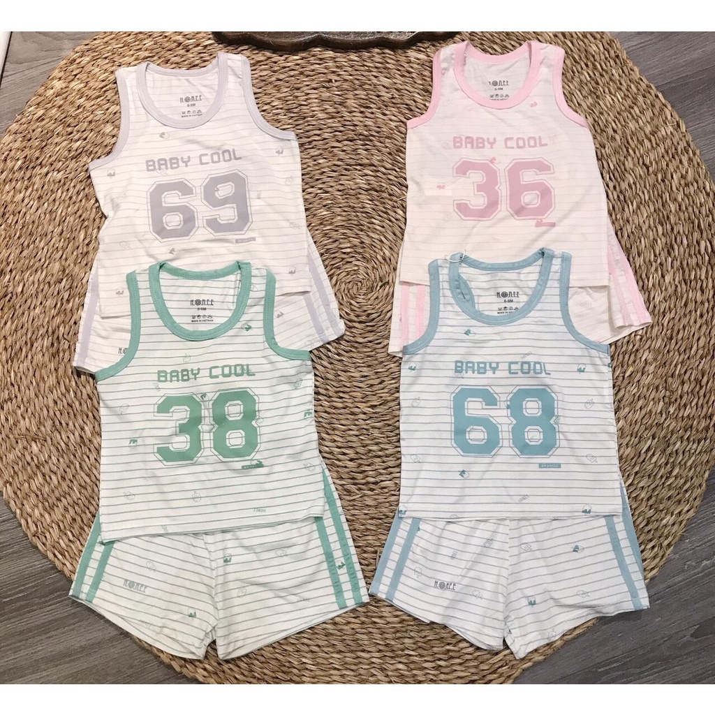 Bộ ba lỗ HRNEE vải sợi tre hè siêu mát bé trai bé gái cộc hè HNREE Việt nam