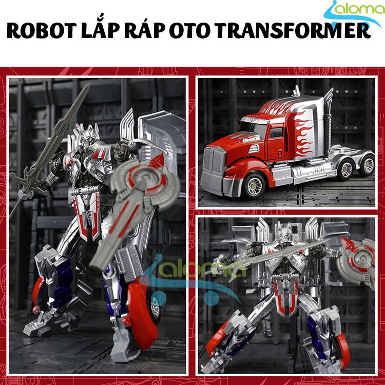 Robot biến hình ôtô Transformer cao 35cm mẫu Optimus Prime trắng 6699-6D