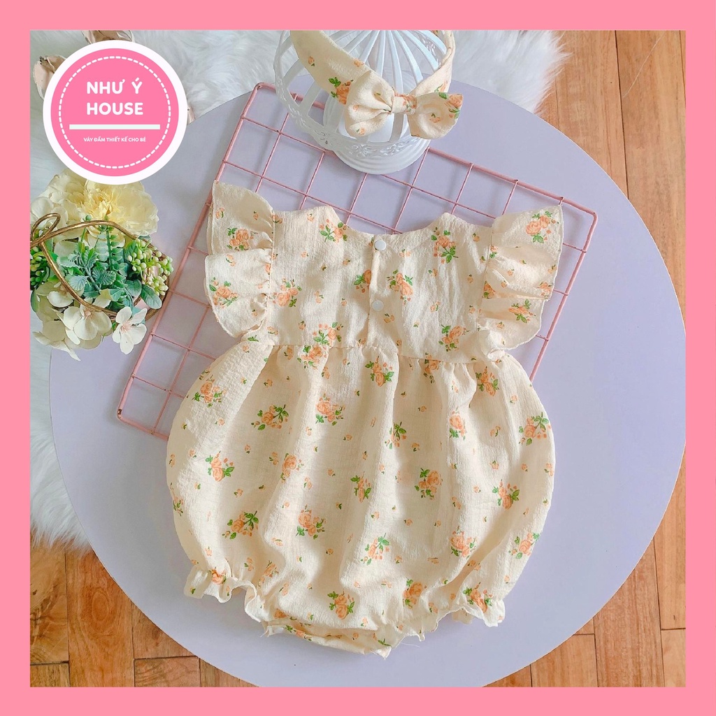 🍭Body cho bé gái sơ sinh 𝑲𝑬̀𝑴 turban + 𝑭𝑹𝑬𝑬𝑺𝑯𝑰𝑷 🍭NHƯ Ý HOUSE'S- body trẻ em hàng thiết kế cao cấp - body quả bí hoa cam