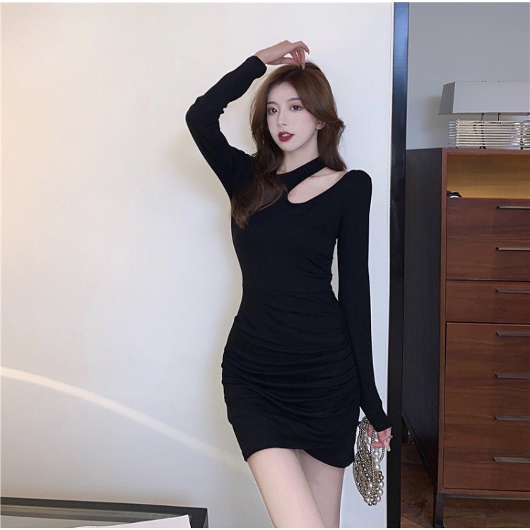 [ SIÊU CHECKCHI ] VÁY BODY KHOÉT VAI NỮ, VÁY LEN DÀI TAY ÔM SÁT CỰC PHONG CÁCH (TL4) | BigBuy360 - bigbuy360.vn