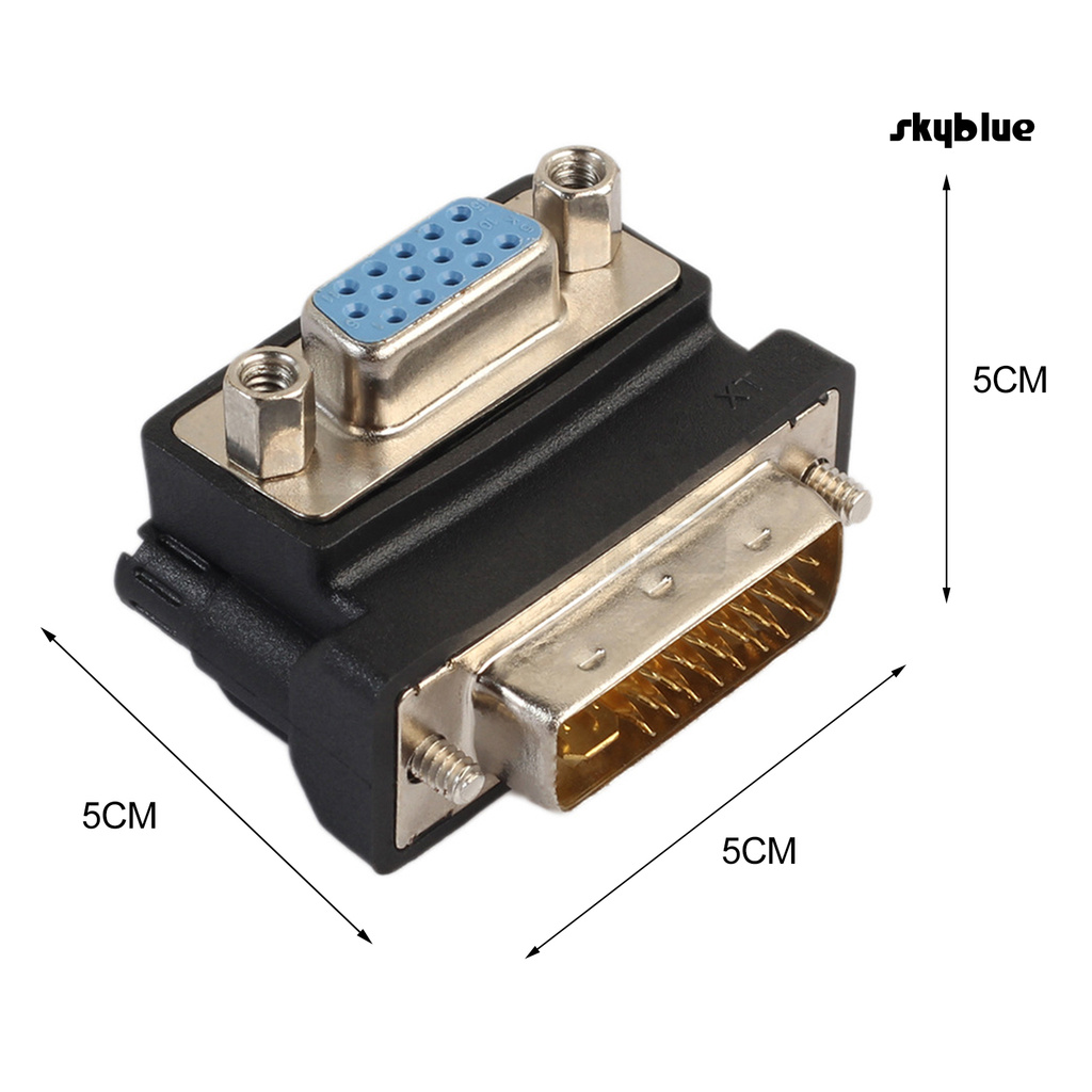 [SK]Mini 90 Degree Elbow Right Angle DVI-I 24+5 Male to VGA 15 Pin Female HDMI-compatible Convertor Adapter for Monitor Laptop TV