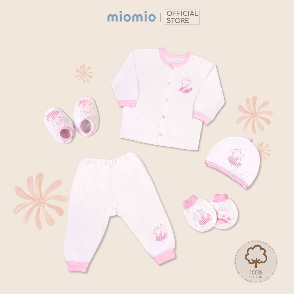 Set 5 Món Đồ Dài Sơ Sinh MIOMIO - In Hình Cho Bé Trai, Bé Gái (Từ 0-3M), Vải Cotton