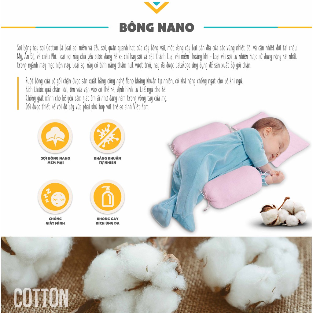 Bộ gối chặn bông nano sơ sinh UalaRogo UR8886