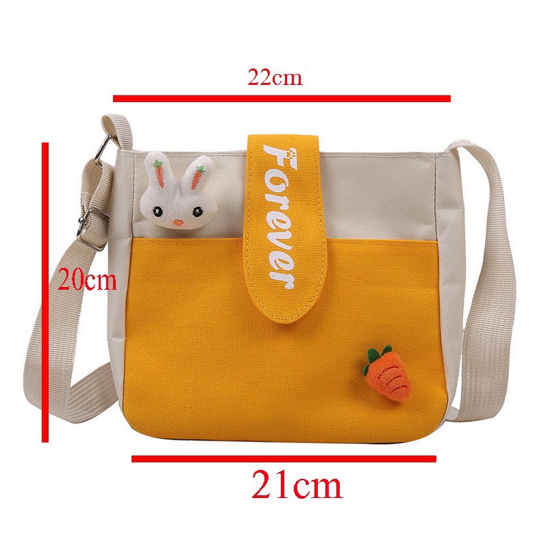 Túi đeo chéo nữ SAM CLO mini bag canvas khóa kéo búp bê thời trang hàn quốc dễ thương, đi chơi, đi học chữ FOREVER