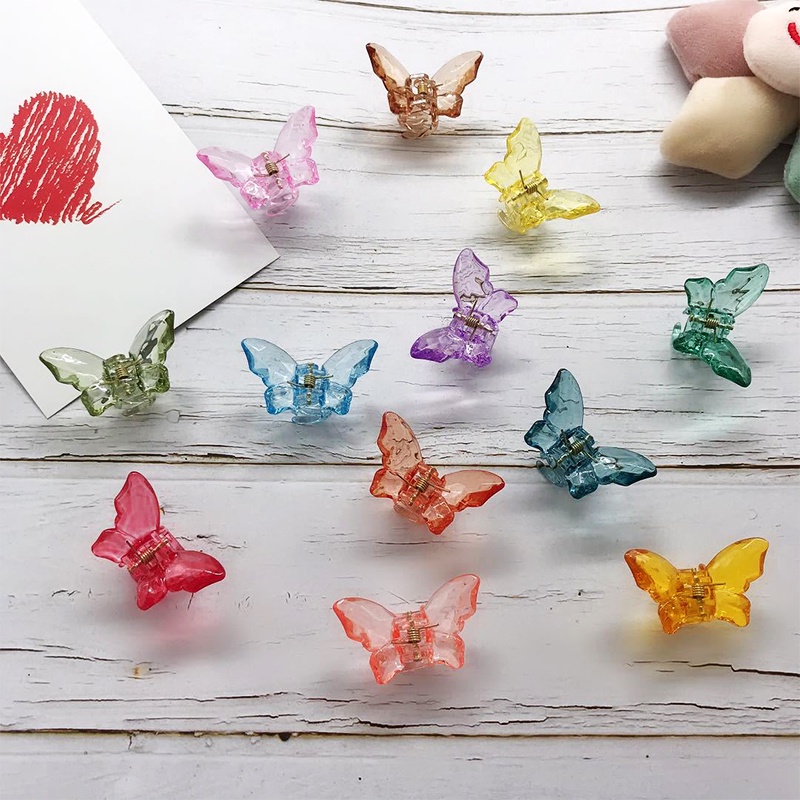 Kẹp Tóc Trong Suốt Màu Kẹo Hình Bướm Dễ Thương