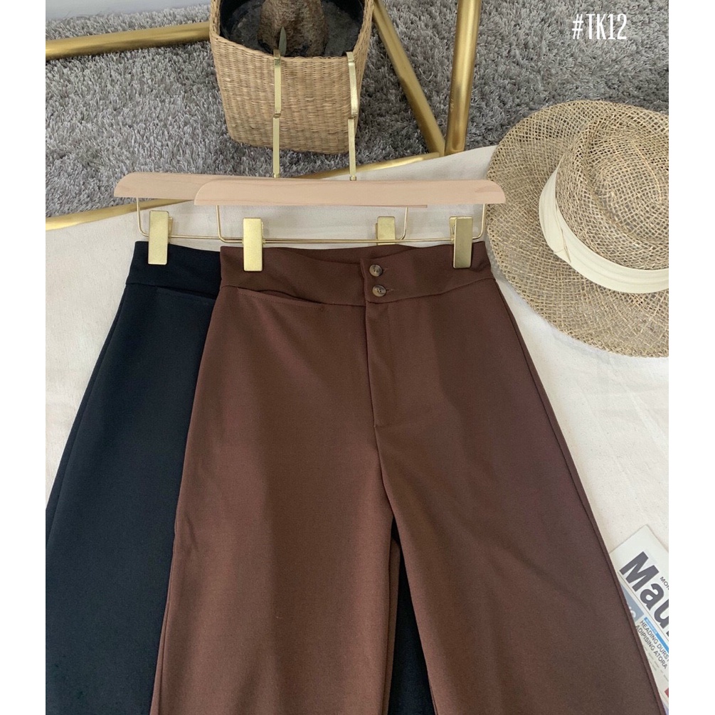 Quần tây ống loe nữ dáng dài, quần bas nữ thun co giãn 2 nút NPQUAN027