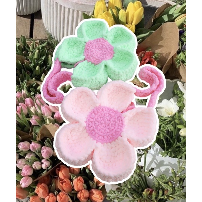 Túi len bông hoa - Crochet Bloom Bag - Mếu Máo