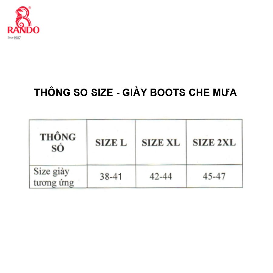 Giày Boots Che Mưa Chống Nước Bền Bỉ, RANDO Chính Hãng, Bọc Bảo Vệ Giày Dành Cho Nam Nữ