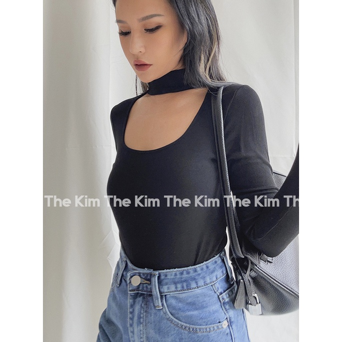 Áo len tăm nhung dài tay cổ cao khoét ngực gợi cảm , thun tăm giữ nhiệt tay dài cao cổ The Kim AD133 | BigBuy360 - bigbuy360.vn