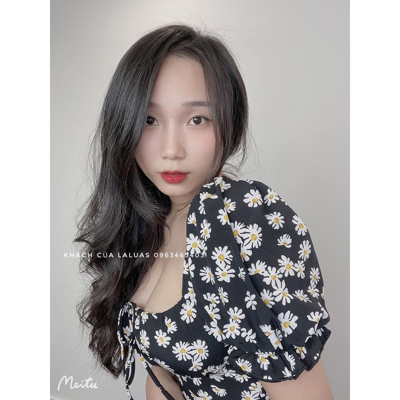 [Có ảnh thật]Đầm hoa cúc xẻ tà lụa loại 1 Laluas | BigBuy360 - bigbuy360.vn