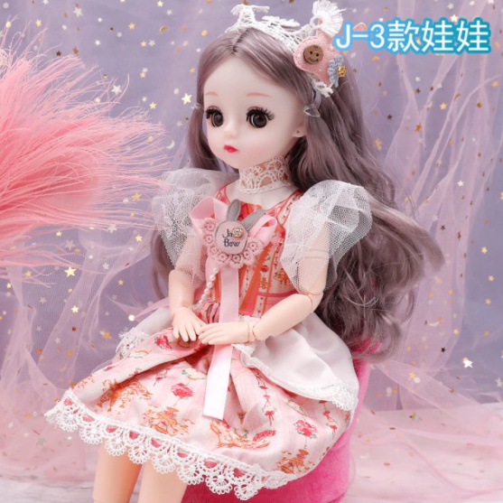 Búp Bê 30cm 23 Khớp Mắt 4D Nhắm Mở Váy Hoa Xinh Xắn