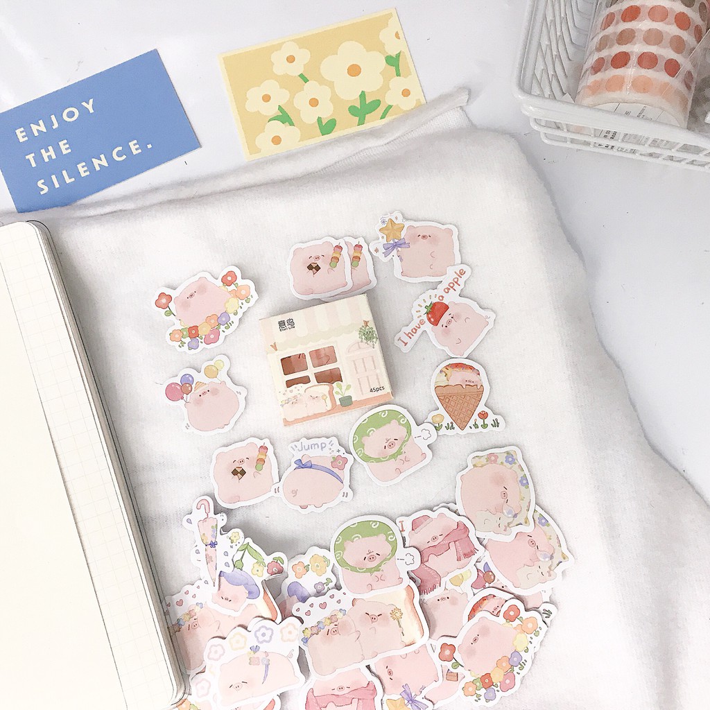 HỘP 45 STICKER NGÔI NHÀ DỄ THƯƠNG SIÊU XINH TRANG TRÍ SỔ TAY BULLET JOURNAL TAKE NOTE