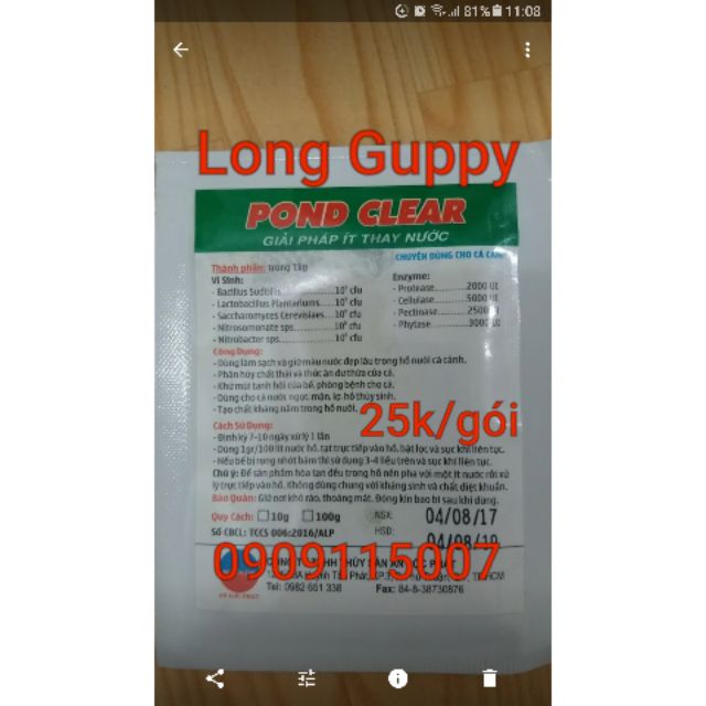 Xử lý nước hồ cá pond clear và clear master