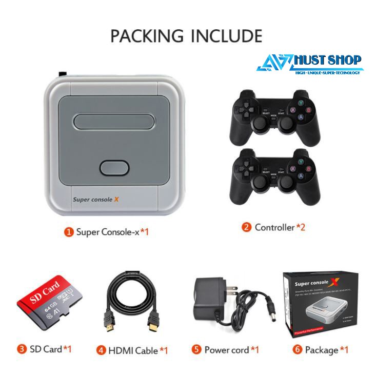 Máy Chơi Game 4 Nút Super Console X Stick 4K HDMI - 30.000 Game PSP/PS1/N64/Dreamcast