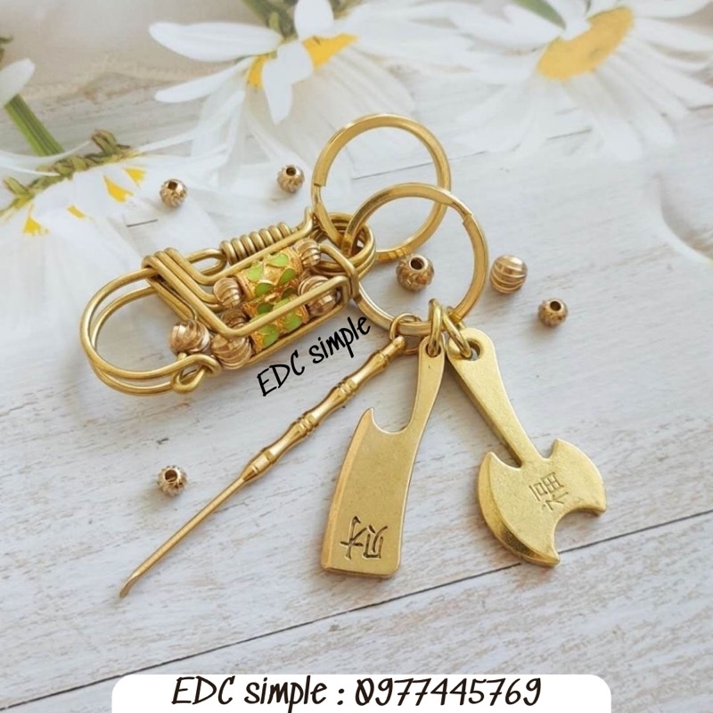 Móc khoá phong thuỷ tỳ hưu vàng ngậm ngọc cao cấp