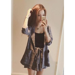 Set vest xám caro
