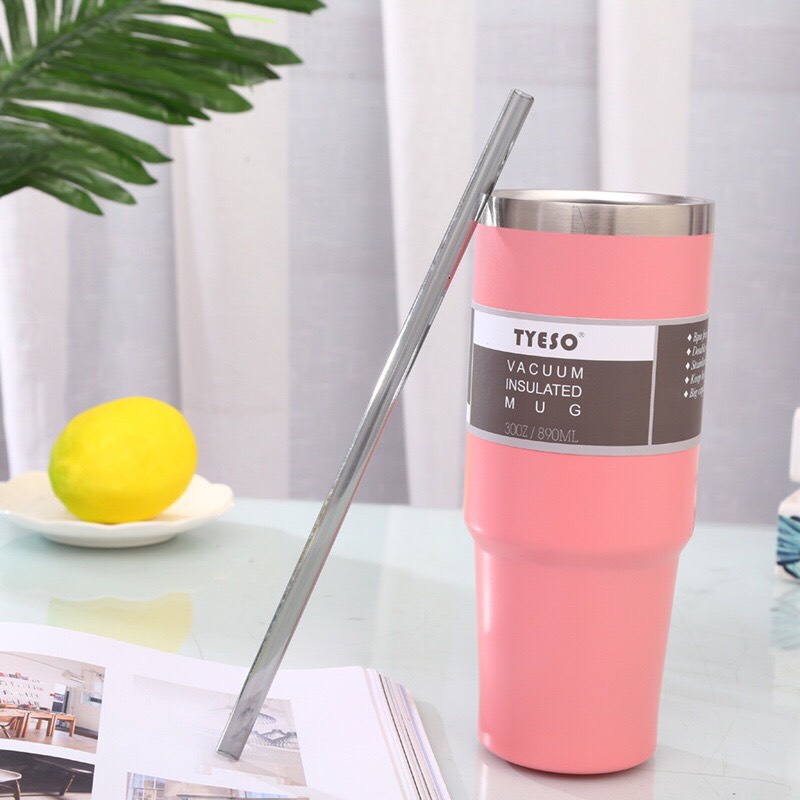 Bình ly giữ nhiệt TYESCO  2 dung tích 600ml 900ml, chất liệu inox 304 cao cấp, đi kèm ống hút giữ nóng lạnh 8h Ráp