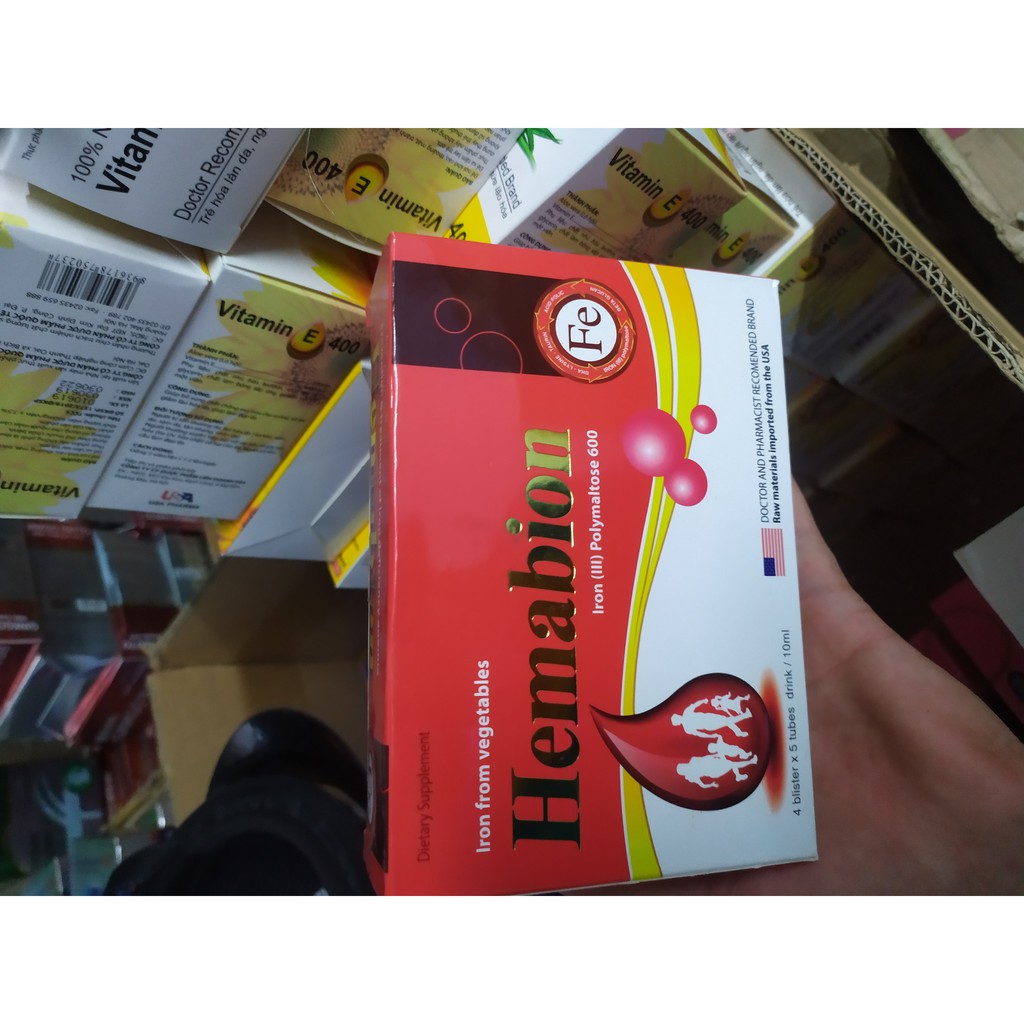 Hemabion bổ sung sắt, trẻ chậm lớn, hoa mắt chóng mặt do thiếu sắt, giúp cho quá trình tạo máu tốt hớn