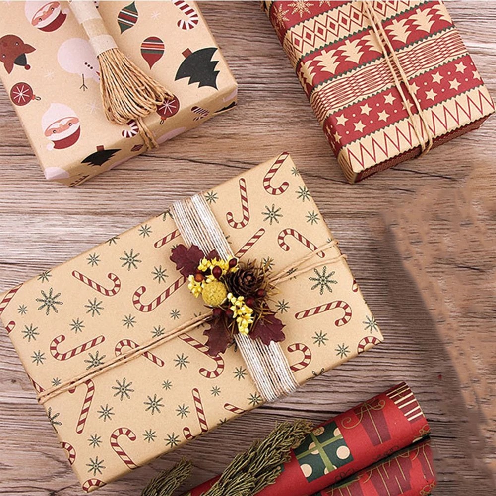 Giấy kraft gói quà thủ công 70*50cm độc đáo cho các bữa tiệc lễ Giáng Sinh/năm mới DIY