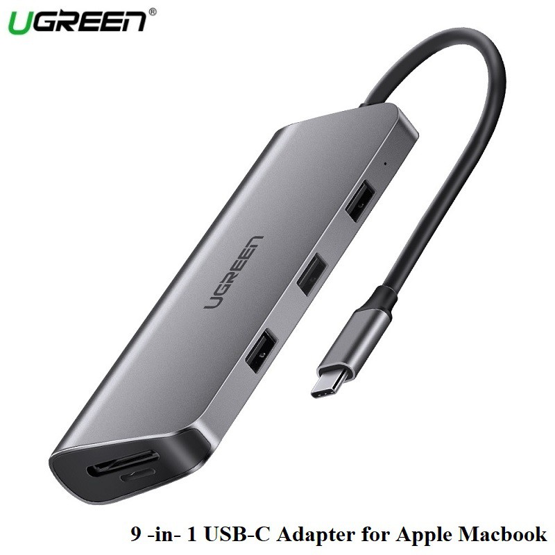 Cáp USB-C to HDMI+VGA+USB 3.0+LAN 1Gbps+Card Reader Ugreen 40873