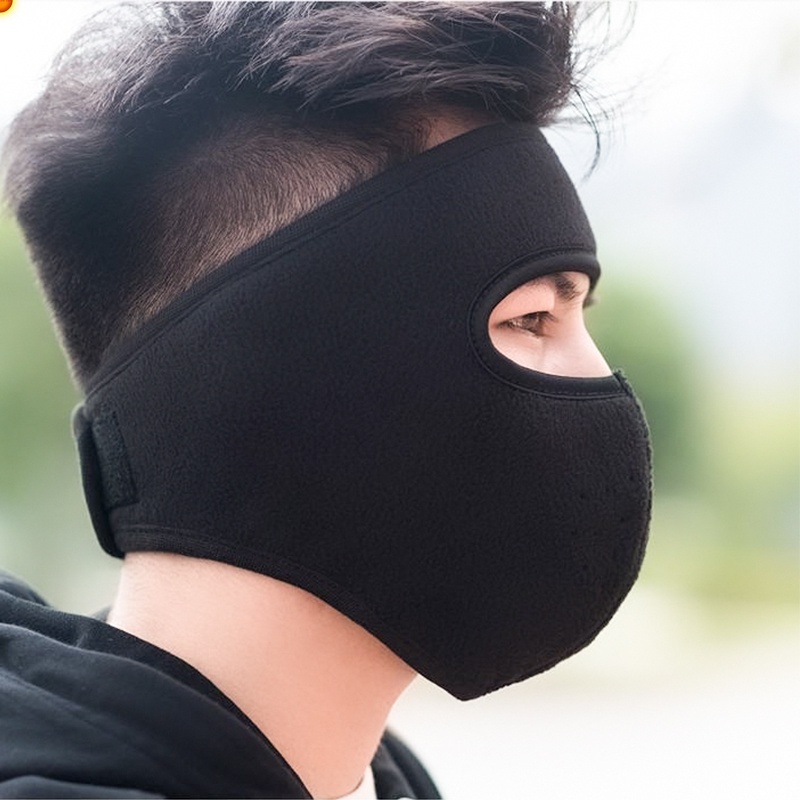 Khẩu trang ninja vải nỉ che kín mặt che tai chống nắng gió lạnh bảo vệ khuôn mặt có miếng dán sau gáy cho nam nữ