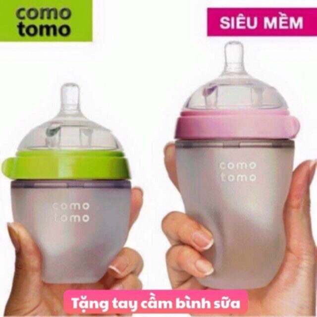 [Mã 267FMCGSALE giảm 8% đơn 500K] Bình sữa comotomo 150ml / 250ml tặng tay cầm